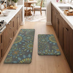 GENIMO Kitchen Mats for Floor 2PCS, Cushioned Kitchen Rugs Non Slip Washable, Farmhouse Anti Fatigue Mat Waterproof, Comfort Standing Mat Rug for Office, Home, Laundry, 17.3"x47"+17.3"x30", Green