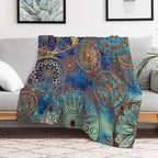 Boho Floral Throw Blanket Retro Mandala Flower Vintage Mystical Dream Style Theme Blanket for Sofa Bed Couch Chair Or Dorm 50"x60"