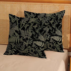 Black Pillow Covers 18x18 Set of 2 Sage Green Wildflower Leaf Plant Decorative Pillowcase Tropical Fern Herbs Botanical Floral Cushion Case Decor Summer Outdoor Throw Pillows for Couch Sofa