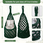 Macrame Wall Plant Hanger, Hanging Planter Basket Holder, Wall Planters for Indoor Plants, for Up to 6 Inch Pot (Green, 6-Inch)