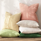 Foindtower Set of 2 Decorative Linen Check Throw Pillow Covers Neutral Farmhouse Vintage Cushion Covers Modern Boho Accent Home Decor for Sofa Chair Couch Bedroom Living Room,26×26 Inch,Coral Pink