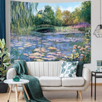Accnicc Monet Water Lilies Tapestry Green Floral Plant Tapestries Aesthetic Monet Wall Art Posters Nature Flower Garden Landscape Small Tapestrys for Bedroom Living Room Dorm 60 x 44 Inch
