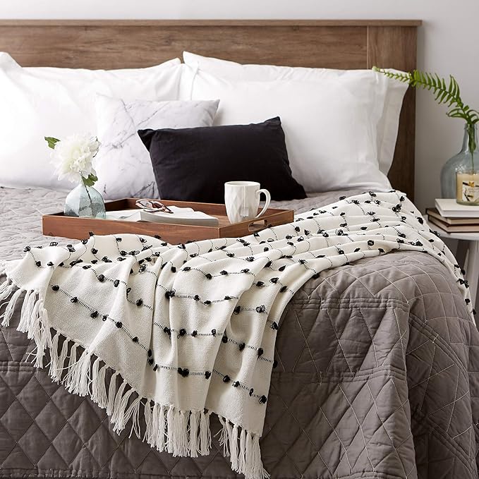 DII Woven Loop Throw Collection, 50x60, Off-White