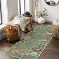 Lahome Floral Washable Runners for Hallways, 2x5 Kitchen Runner Ultra-Thin, Non-Slip Soft Hallway Rug Stain Resistant Boho Low-Pile Carpet for ‎Laundry Bathroom Bedroom Flore (2x5ft,Green)