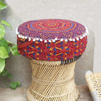 INDIAN CRAFT CASTLE ICC Floor Pillows & Cushion Covers Decorative Hippie Mandala Pouf Pillow Covers Seating Meditation Cushion Cover Large Boho Ottoman Case Pillowcase Couch New Orange, 16" Round