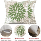 DFXSZ Army Green Pillow Covers 20x20 Inch Set of 2 Flower White Gray Elegant Colored Throw Pillows Outdoor Waterproof Decor for Patio Funiture Garden Living Room Sofa Polyester Pillow Covers 002G20