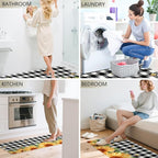 Sunflower Rugs for Kitchen Floor, Anti Fatigue Mats for Kitchen Floor Non Slip, 2PCS Rubber Kitchen Mat, Farmhouse Washable Cushioned Carpet Rug for Sink Laundry 5.7"×27.5" +15.7"×47" Black and White