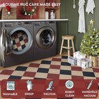 Lahome Checkered Rugs for Living Room, 8x10 Indoor Outdoor Rug Dining Room Office Carpet, Checkerboard Black and Red Washable Non Slip Floor Carpet for Patio Classroom Backyard