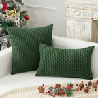 Kevin Textile 12x20 Inch Pillow Cover 1 Pack Boho Christmas Decorative Soft Striped Corduroy Lumbar Farmhouse Color Accent Rectangle Cushion Case for Living Room Couch Sofa Bed, Dark Green