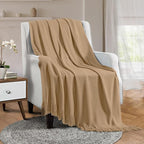 Vonty Light Brown Knitted Blanket with Tassels Fringe 60" x 80", Super Soft Knit Throw Blanket, Farmhouse Decorative Lightweight Blanket for Couch, Sofa, Bed