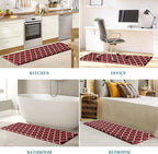 WISELIFE Kitchen Mat Cushioned Anti-Fatigue Kitchen Rug,17.3"x 60",Non Slip Waterproof Kitchen Mats and Rugs Heavy Duty PVC Ergonomic Comfort Mat for Kitchen, Floor Home, Office, Sink, Laundry,Red
