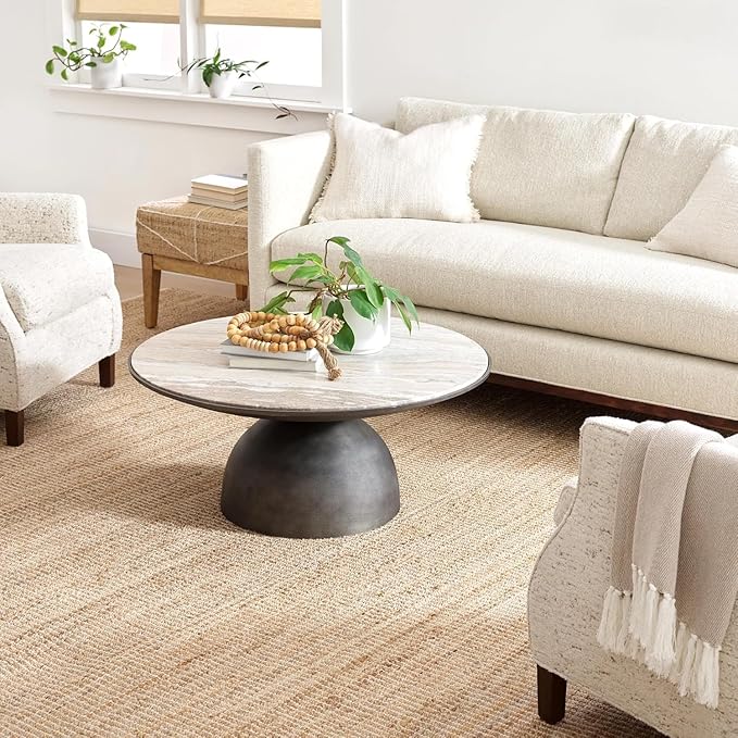 S & L Homes Jute Pulse Handwoven Natural Area Rug for Living Room Bedroom Kitchen Hallway Entryway- Rustic Vintage Farmhouse Decor - (5' x 8' Natural Ivory)
