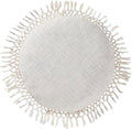 Indigo Ink - Decorative Throw Pillows for Couch or Bed, Boho Home Décor Round Cotton 20" x 20" Pillow with Tassels (Tufted Medallion Collection, Bright White)