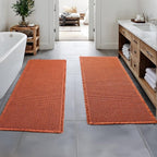 MIULEE Orange Set of 2 Waffle Bathroom Runner Rugs, Boho Bath Rug Non Slip Washable, Super Absorbent Runner Bath Mats, Rubber Backed Shower Mat for Hallway Bedroom Laundry Room, 2'x6'(24x72 Inch)