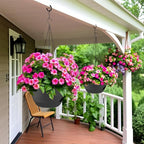 2 Pack 12 Inch Self Watering Hanging Planters for Indoor Plants, Large Black Plastic Hanging Pots with Chains for Outdoor Patio Garden Home Decor Black