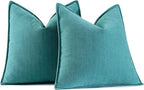 MIULEE Pack of 2 Teal Decorative Pillow Covers 18x18 Inch Soft Chenille Luxurious Couch Throw Pillows Farmhouse Cushion Covers with Elegant Design for Sofa Bedroom Living Room Home Decor