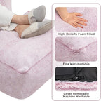 HollyHOME 15"(H) Bean Bag Ottoman Pouf, 6.6LB Memory Foam Filled Footstool for Sofa, Accent Stuffed Footrest Stool with Washable Cover, Single Footrest Stool for Living Room, Bedroom, Purple&Grey
