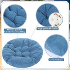 Extra Large Floor Cushion Seating Round Floor Pillow Papasan Swing Cushion for Adults Oversized Playroom Pillows Reading Nook Big Pillow for Sitting Yoga Living Room Sofa (Lake Blue, Classic)