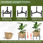 Boho Rattan Woven Stand Planter for Indoor Plant, Outdoor Tall Flower Seagrass Wicker Basket Pot Holders with Adjustable Metal Shelf(Brown)