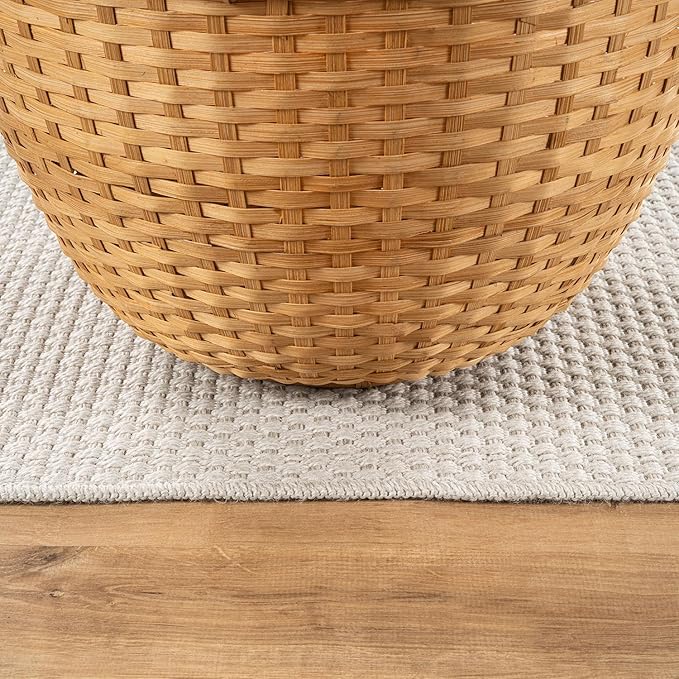 CAMILSON Easy Jute Rug 10x14 Indoor Outdoor Off-White Farmhouse Area Rugs for Living Room Patio and Kitchen Rug Solid Woven Design Easy-Cleaning Washable Outside Carpet Alfombras 10 x 14