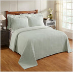 Better Trends Chenille Bedspreads Full/Double Size, Sage 100% Cotton Chenille Stripe Design Tufted Bedding Coverlet Soft Lightweight, 81"x110" 1 Pieces Jullian Collection