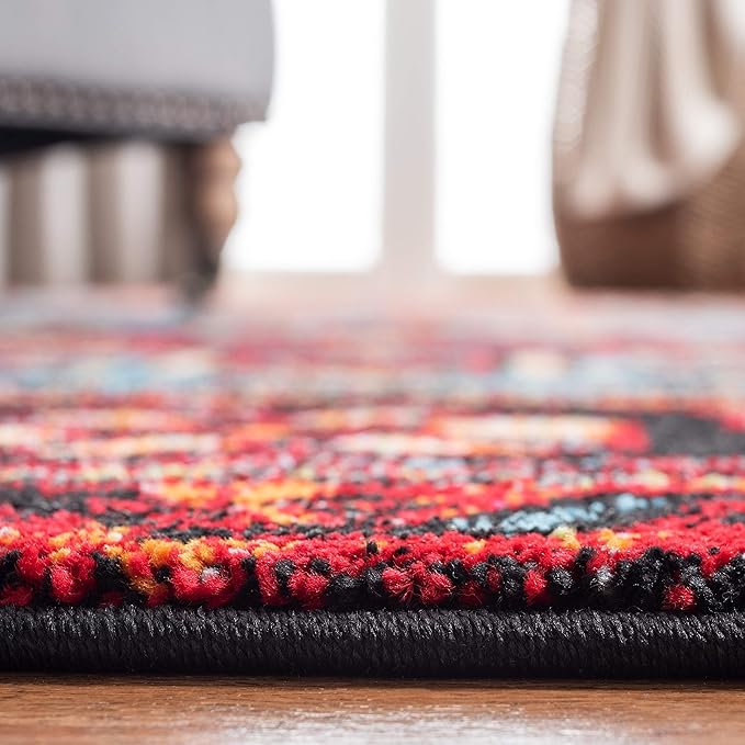 SAFAVIEH Vintage Hamadan Collection Area Rug - 10'6" x 14', Red & Light Blue, Traditional Persian Design, Non-Shedding & Easy to Clean, Ideal for Living Room, Bedroom, Dining Space (VTH211Q)