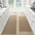 Kitchen Mat Set of 2 PCS, Cushioned Non Slip Rugs for Kitchen Floor, Absorbent Runner Comfort Standing Mats Washable for Kitchen, Office, Home,(Brown, 17.3"x47"+17.3"x71")