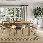 LIVEBOX Easy Jute Checkered Outdoor 5x7 Rug for Living Room, Scalloped Washable Rugs for Bedroom, Indoor Outdoor Non-Slip Rug Tan Farmhouse Dining Room Mat Modern Carpet Area Rug for Patio Office