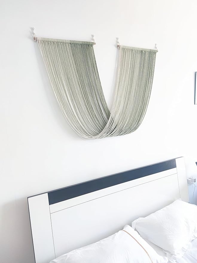 QULBUJ Dip Dye Large Macrame Wall Hanging Tie-Dye Yarn Tapestry Home Boho Wall Decor Ombre Art Headboard Bedroom Living Room 52" Wx34 L,Green