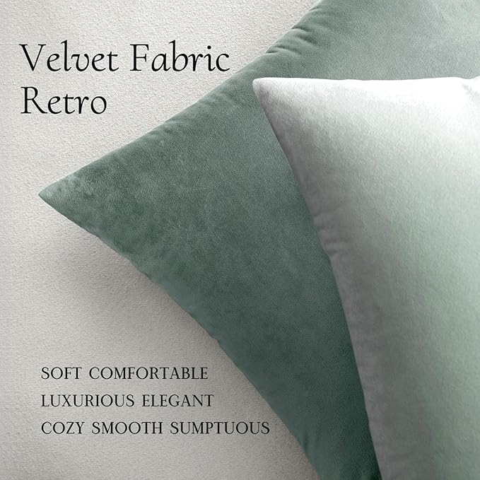 MIULEE Velvet Throw Pillow Covers 18x18 Inch, Pack of 2 - Blue Grey, Soft Solid Decorative Pillow Covers Cushion Cases Modern Luxury Home Decor for Spring Couch Sofa Bedroom Livingroom