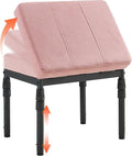 Adjustable Ottoman Pouf, 4 Height Position & 60 Degree Tilt Angle Faux Suede Ottomans Foot Stools Rest Footrest Stool Pouffe FootStool for Under Desk for Living Room Home Office(Pink Faux Suede)