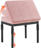 Adjustable Ottoman Pouf, 4 Height Position & 60 Degree Tilt Angle Faux Suede Ottomans Foot Stools Rest Footrest Stool Pouffe FootStool for Under Desk for Living Room Home Office(Pink Faux Suede)