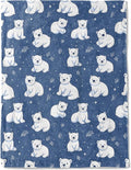 Cute Polar Bear Fleece Blanket - Lightweight Soft Cozy Gifts Throw for Animal Lovers,Kids,Women,Winter White Bears Blue Blankets,Home Room Modern Festive Decor 50x60in
