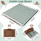 VitalCozy Waterproof Picnic Blankets 71×71 inch Outdoor Blanket Foldable 2 in 1 Double Layer Sandproof Beach Mat with Carry Strap for Camping Lawn Park Beach Grass(Green)