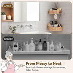 GRANNY SAYS 2 Pack Wicker Corner Shower Caddy Hanging, Shower Shelf for Inside Showers, Adhesive Shelves for Bathroom Organizers and Storage, Bathroom Shelves Wall Mounted for Home Decor, Natural