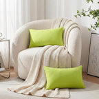 Thmyo 4-Pack 100% Cotton Lumbar Comfortable Solid Decorative Throw Pillow Case, Rectangle Cushion Cover Pillowcase Sublimation Blank Pillow Covers DIY Throw Pillowcase(12x20inch/30x50cm,Light Green)