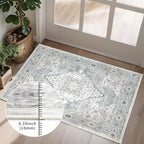 Area Rug 8×10 Washable Rugs for Bedroom, Vintage Floral Rug Soft Non Slip Stain Resistant Carpet for Living Room Dinning Room Kitchen Home Office Blue Green Multi