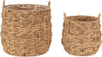 Kate and Laurel Livia Modern Two-Piece Woven Basket Set; 16 x 16 and 13 x 13; Natural Water Hyacinth; Transitional Natural Wicker Baskets for Use as Woven Planters or Living Room Blanket Baskets