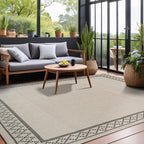 Easy Jute Rugs 4x6 Frame Bone Color Living Room Indoor Outdoor Area Rug for Patio and Kitchen Rug High Traffic Washable Easy to Clean Solid Boho Woven Design Carpet (4 x 6)