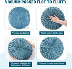 Round Throw Pillows Decorative Pleated Throw Pillows 15'' Diameter Accent Pumpkin Boho Chair Cushion for Couch Sofa Home Decoration(Dusty Blue,1 Pcs)