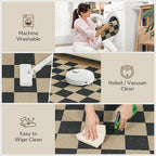 Lessymo Checkered Easy Jute Entryway Rug, 3x5 Washable Area Rugs for Living Room Outdoor Patio, Non Slip Farmhouse Carpet Indoor Door Mat for Entry Front Door Guestroom Deck, Diamond Black/Beige