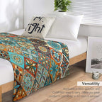 Boho Floral Throw Blanket Mandala Colorful Bohemian Flowers Art Pattern Blanket for Sofa Bed Couch Chair Or Dorm 70"x80"
