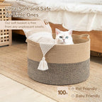 INDRESSME Extra Large Woven Baskets for Storage, 21.7 x 13.8 Blanket Basket Living Room Wicker Storage Basket for Organizing Woven Laundry Baskets for Toy Pillow Shoe, Entryway, Black Jute