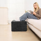 Fluffy Square Ottoman Pouf with All-in-One Foam Filling 20 x 14 Inches Furry Ottoman Foot Rest Foot Stool for Living Room or Bedroom (Gray)