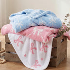 WRENSONGE Throw Blanket Bubble Bowknot Pink Soft Cozy Fluffy Warm Throw for Couch Sofa Bed Camping Picnic Travel Lightweight - 50"*60"