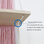 Macrame Wall Hanging Shelf Pink Floating Shelves Rope Shelf for Hanging Plants Pink Boho Decor for Bedroom Living Room, Gift for Housewarming, 1 Tier