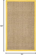 SAFAVIEH Area Rug 6x9 - Natural Fiber Collection - Natural & Gold, Seagrass, Basketweave Pattern with Border (NF114X)