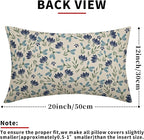 Green Teal Navy Blue Floral Pillow Covers 12x20 Set of 2 Vintage Rustic Old Style Cute Small Flower Print Rectangle Decorative Outdoor Pillowcases Throw Cushion Case Decor for Couch Sofa Bed