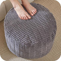 Round Stuffed Pouf, Corduroy Poufs with Foam Chunk Filling,26 X 18 Inches Floor Poufs Foot Rest for Living Room