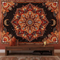 Accnicc Mandala Floral Tapestry Wall Hanging Boho Orange Red Tapestry Aesthetic Hippie Vintage Bohemian Flower Celestial Indian Cute Large Tapestries for Bedroom Living Room Dorm Decor 80 x 60 Inch